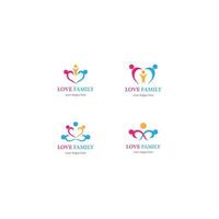Love and united family logo template set vector