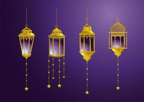 Set of beautiful lamps with hanging stars vector