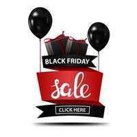 Banner de descuento de venta de viernes negro con globos negros vector