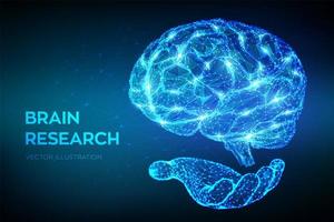 Brain research 3D low polygonal abstract design  vector