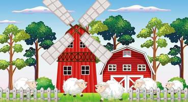 Farm scene in nature with barn  vector