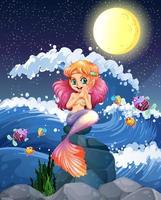 Mermaid and fish in the sea vector