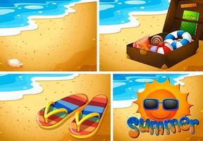 Set of sandy beach background vector