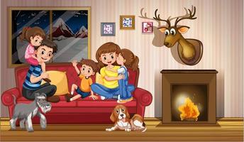 Happy family at home  vector