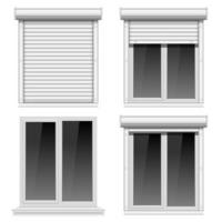 Windows with blind roller vector