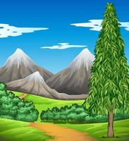 Scene with mountain and field  vector