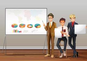 Businessmen and presentation charts vector