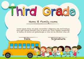 Diploma for third grade students vector