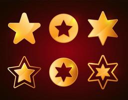 Golden star set vector