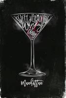 Manhattan cocktail chalk color poster vector