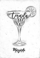 Margarita cocktail white poster vector