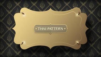 Abstract floating golden frame on traditional gold Thai pattern vector