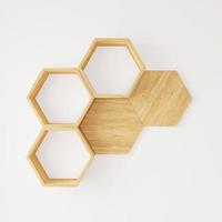 estante de madera hexagonal foto