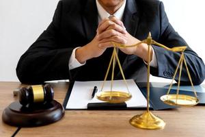 Lawyer working at desk photo