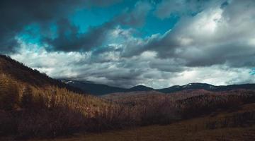 Brown grass field under cloudy sky photo