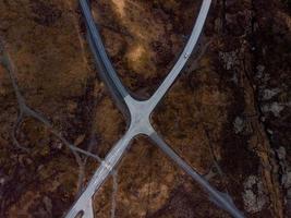 Aerial view of roads in Iceland photo