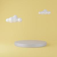 Yellow abstract background with cylinder and cloud platforms  photo