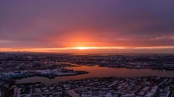 Bird's eye view photo of city during sunset