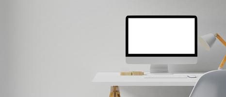 Laptop mockup in a workspace photo