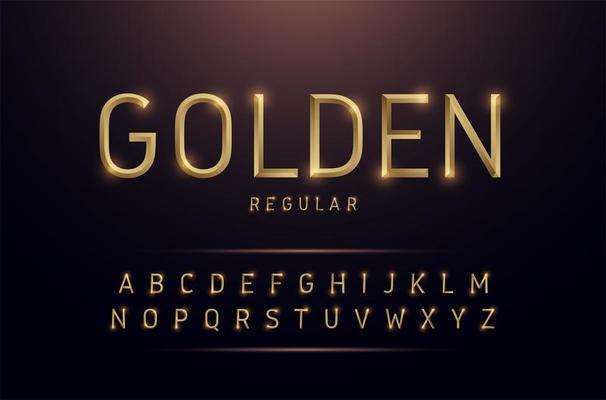 Alphabet thin line gold metallic alphabet set 
