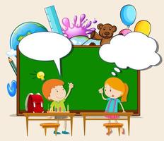 Boy and girl in the classroom Learing vector