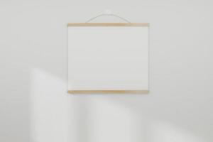 Picture frame mockup on white wall photo