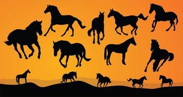 Horses silhouettes collection vector