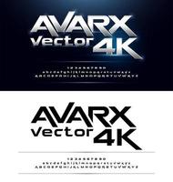 Futuristic glowing metallic bold alphabet font set  vector