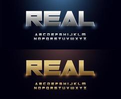 Glowing Silver and Golden Metal Font Set vector