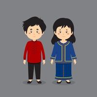 Characters Wearing Singapore Traditional Dress vector