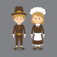 Characters Wearing Thanksgiving Outfit vector