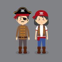 personajes con disfraces de pirata. vector