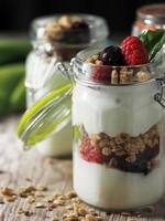 Close up view of a yogurt parfait photo