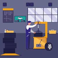 Mechanic working in a workshop vector