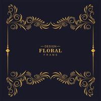 Decorative golden top and bottom floral border frame vector