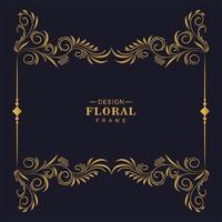 Decorative golden top and bottom floral border frame vector