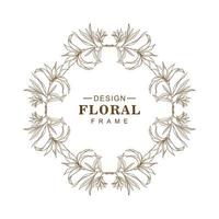 Elegant circular sketch floral frame vector