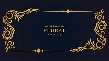 Rectangle ornamental golden decorative floral corner frame vector