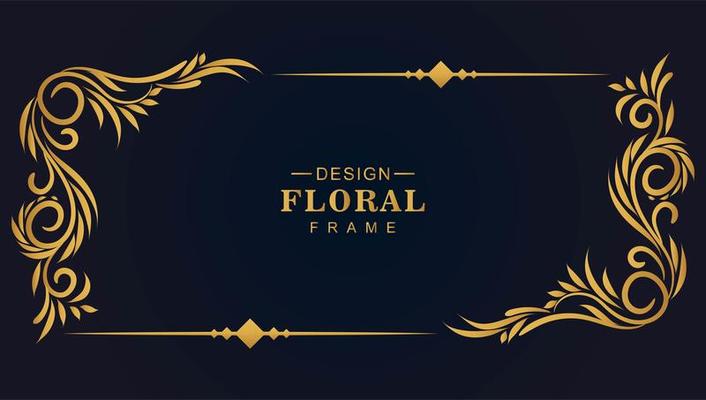 Simple ornate round frame floral design Royalty Free Vector