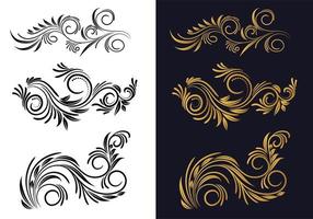 conjunto decorativo floral ornamental creativo negro y dorado vector