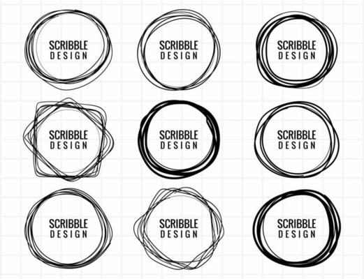 Hand drawn scribble circle set