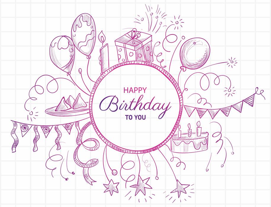 Happy birthday card with balloons sketch 1311234 Vector Art