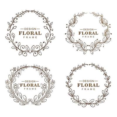 Hand drawn circular ornaments floral frames