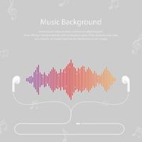cartel de ondas sonoras coloridas con auriculares vector