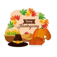 Thanksgiving food greeting card vector