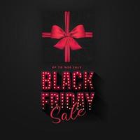 Retro light bulbs and gift Black Friday sale banner vector