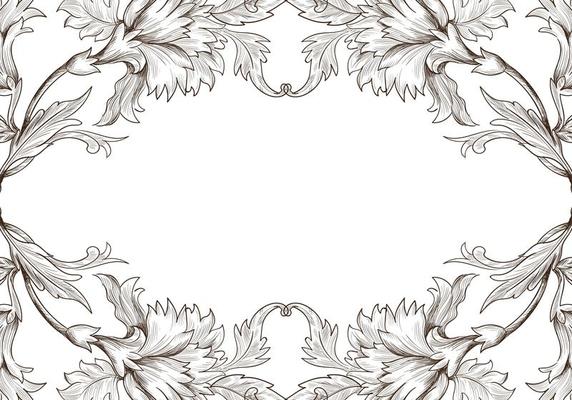 Artistic decorative sketch floral frame