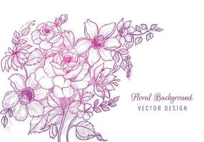 Hand drawn pink purple gradient floral bouquet vector