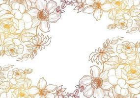 Yellow brown gradient hand drawn floral frame vector