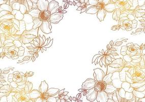 Yellow brown gradient hand drawn floral frame vector